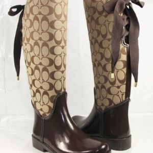 Brown/Tan Tristee Coach Rain boots 7